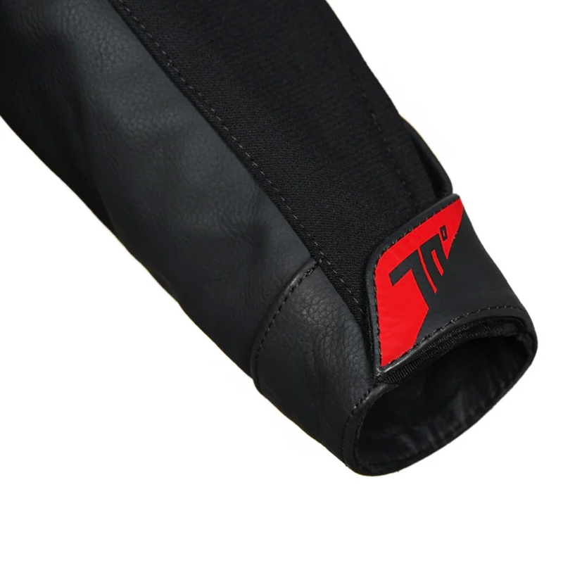 Blouson moto en cuir Seventy Degrees SD-JL24 Spoiler noir-rouge
