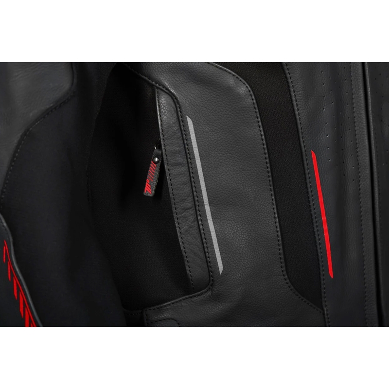 Blouson moto en cuir Seventy Degrees SD-JL24 Spoiler noir-rouge