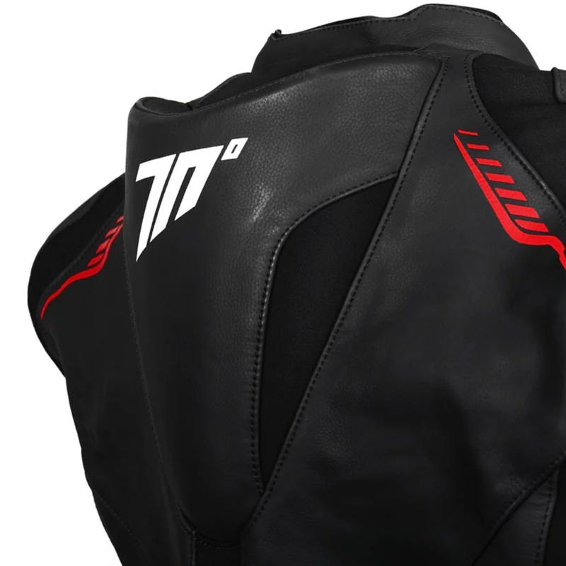Blouson moto en cuir Seventy Degrees SD-JL24 Spoiler noir-rouge