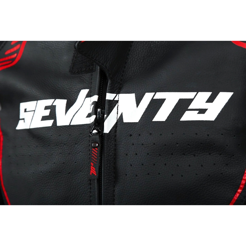 Blouson moto en cuir Seventy Degrees SD-JL24 Spoiler noir-rouge
