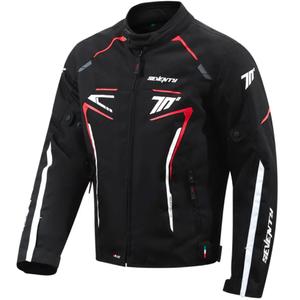 Veste moto Seventy Degrees SD-JR65 Piston noir-rouge-blanc