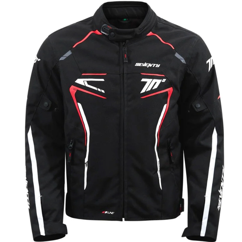 Veste moto Seventy Degrees SD-JR65 Piston noir-rouge-blanc