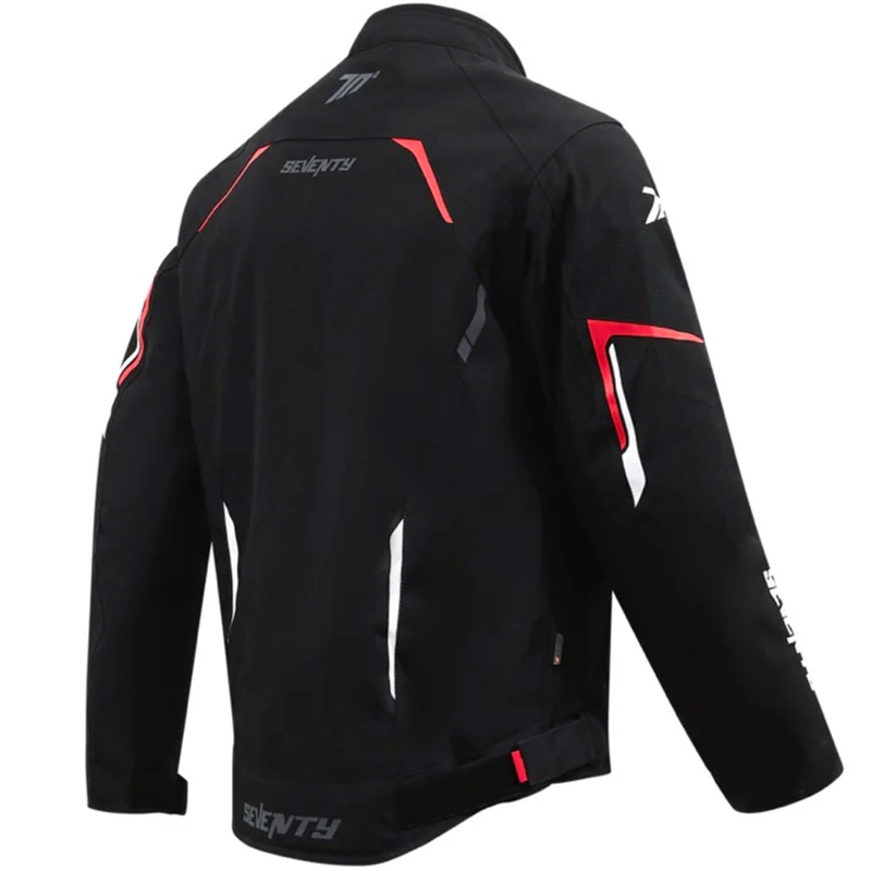 Veste moto Seventy Degrees SD-JR65 Piston noir-rouge-blanc