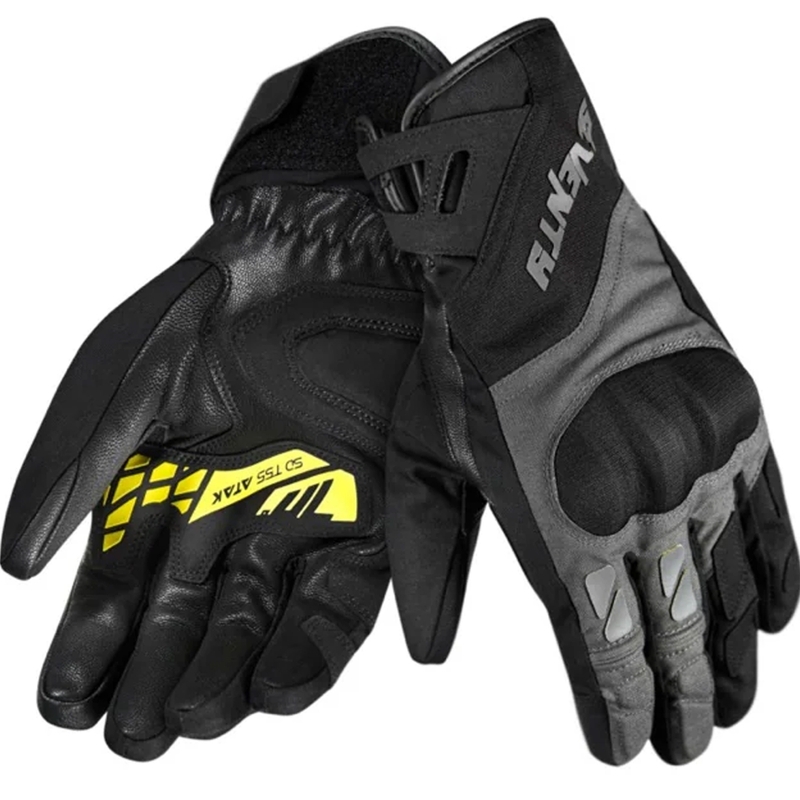 Gants moto Seventy Degrees SD-T55 Atak noir-jaune fluo