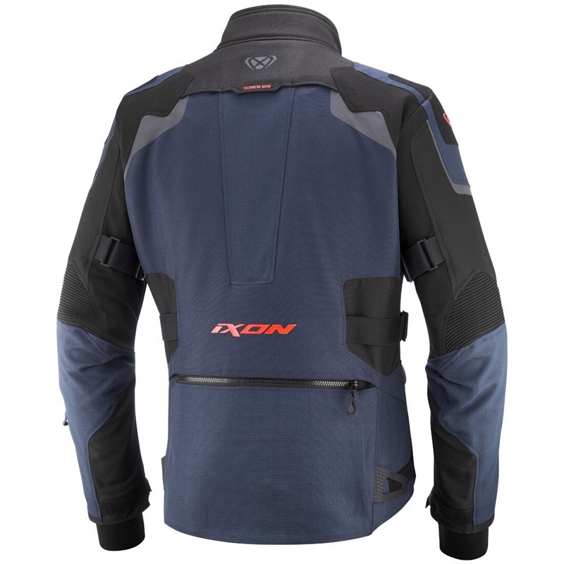 Veste moto IXON Odin bleu-noir-rouge fluo