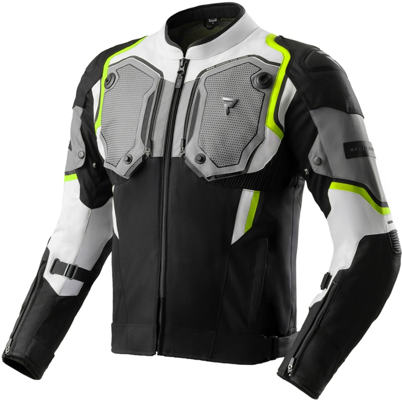 Veste moto Rebelhorn Borg II noir-gris-jaune fluo