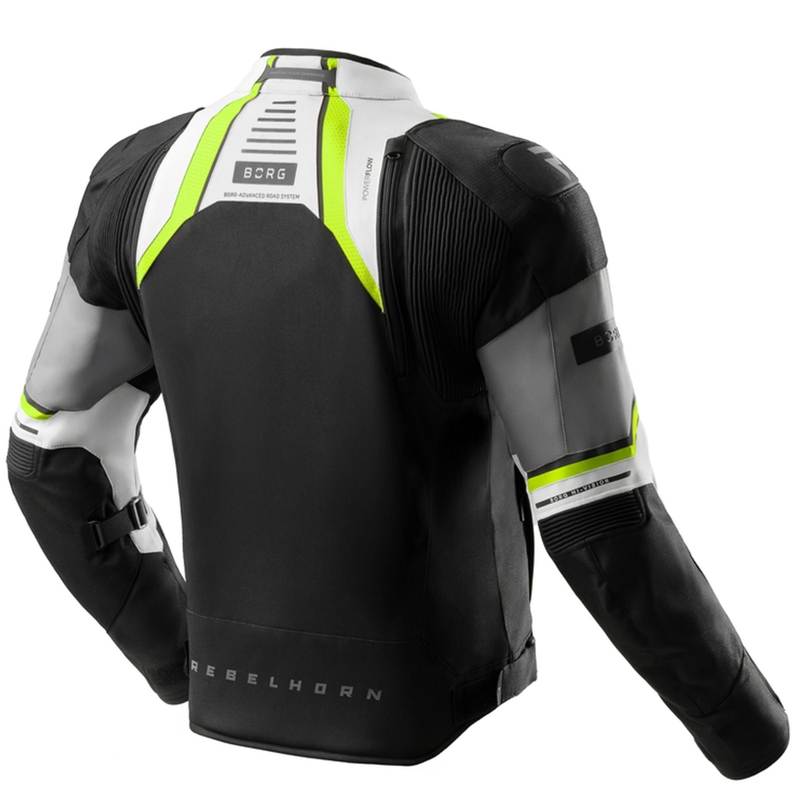 Veste moto Rebelhorn Borg II noir-gris-jaune fluo