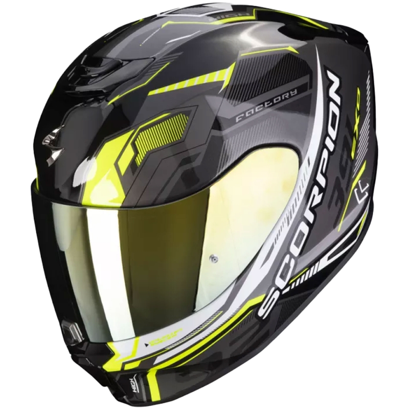 Casque moto intégral Scorpion EXO-391 Haut noir-argent-jaune fluo soldes
