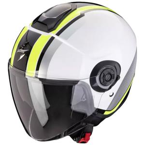 Casque moto ouvert Scorpion EXO-CITY II VEL blanc-jaune fluo
