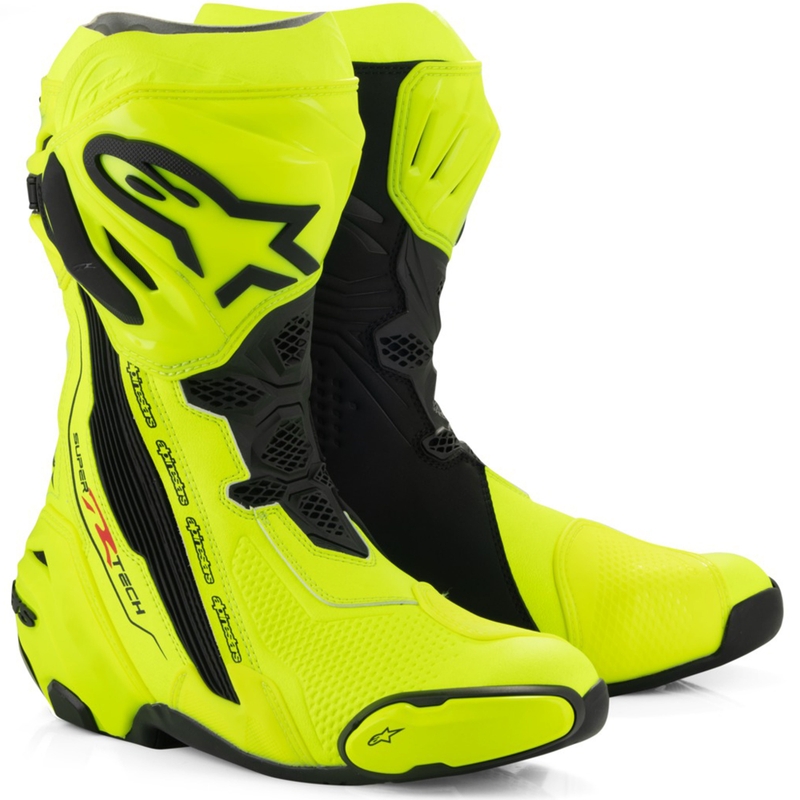 Bottes moto Alpinestars Supertech R jaune fluo-noir