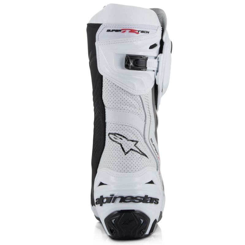 Bottes de moto ventilées Alpinestars Supertech R, blanc-gris clair-noir