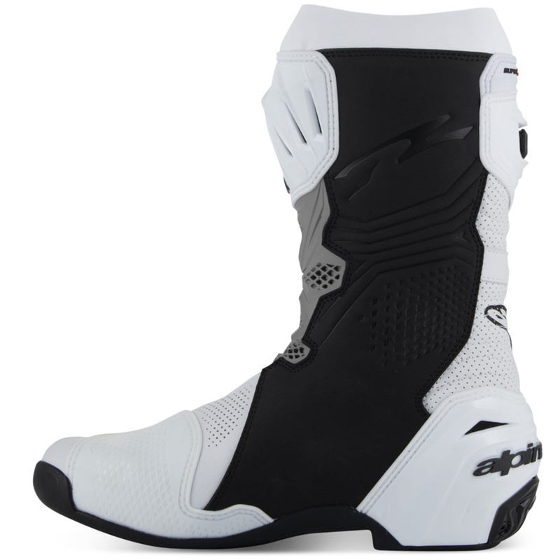 Bottes de moto ventilées Alpinestars Supertech R, blanc-gris clair-noir