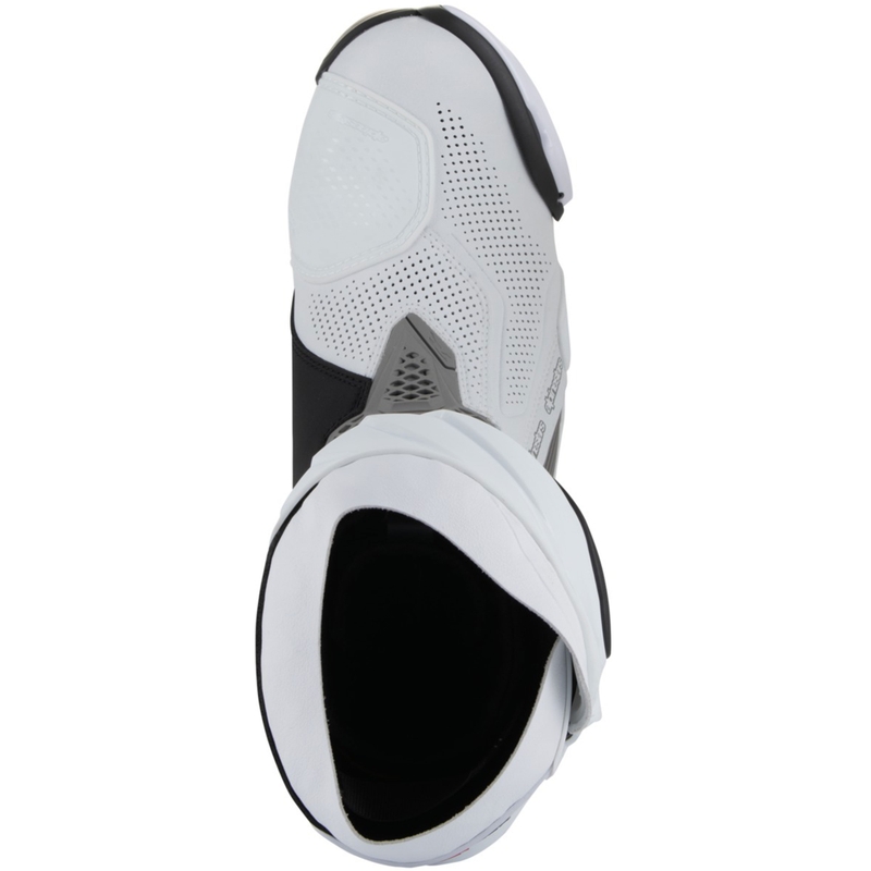 Bottes de moto ventilées Alpinestars Supertech R, blanc-gris clair-noir