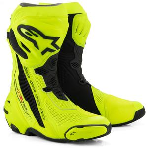 Bottes de moto Alpinestars Supertech R Vented jaune fluo-noir