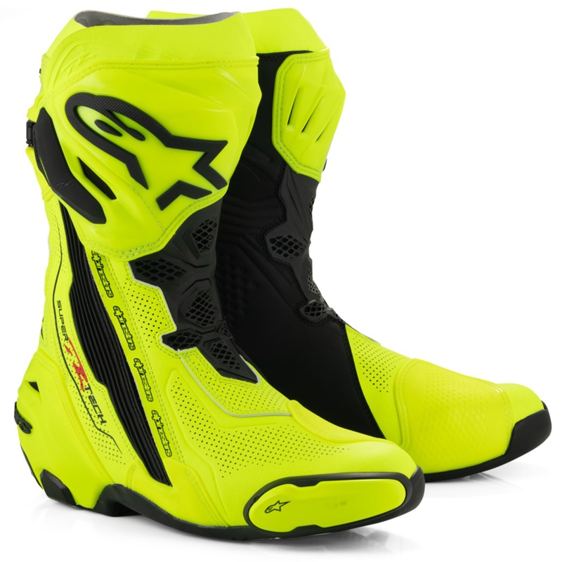 Bottes de moto Alpinestars Supertech R Vented jaune fluo-noir