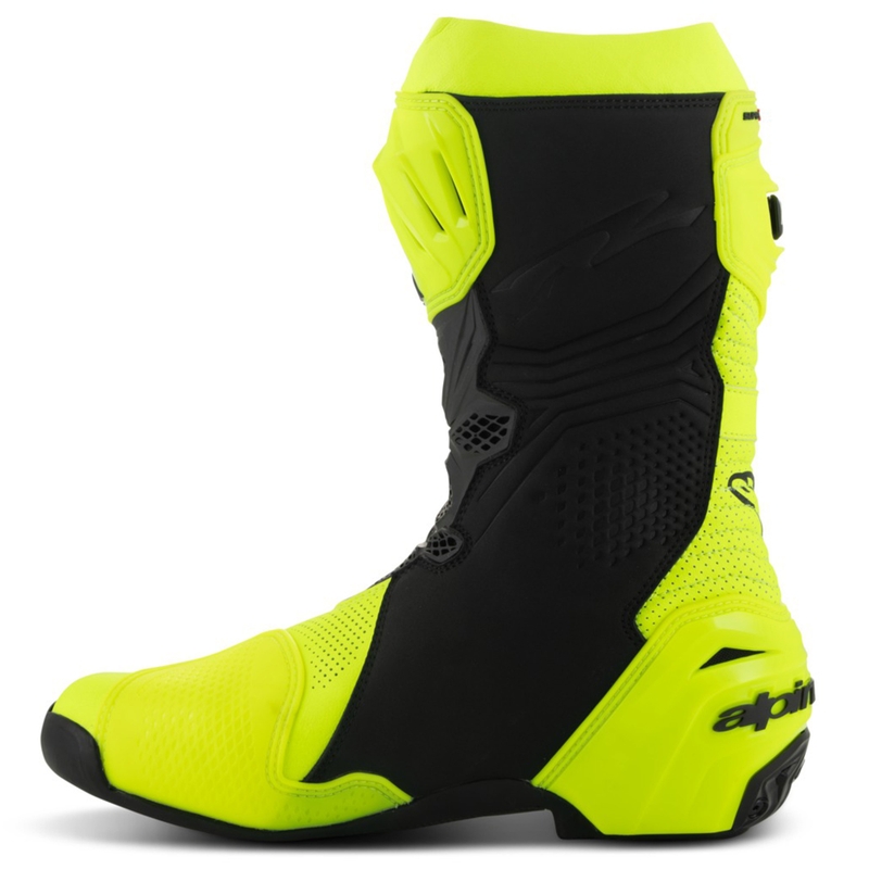 Bottes de moto Alpinestars Supertech R Vented jaune fluo-noir