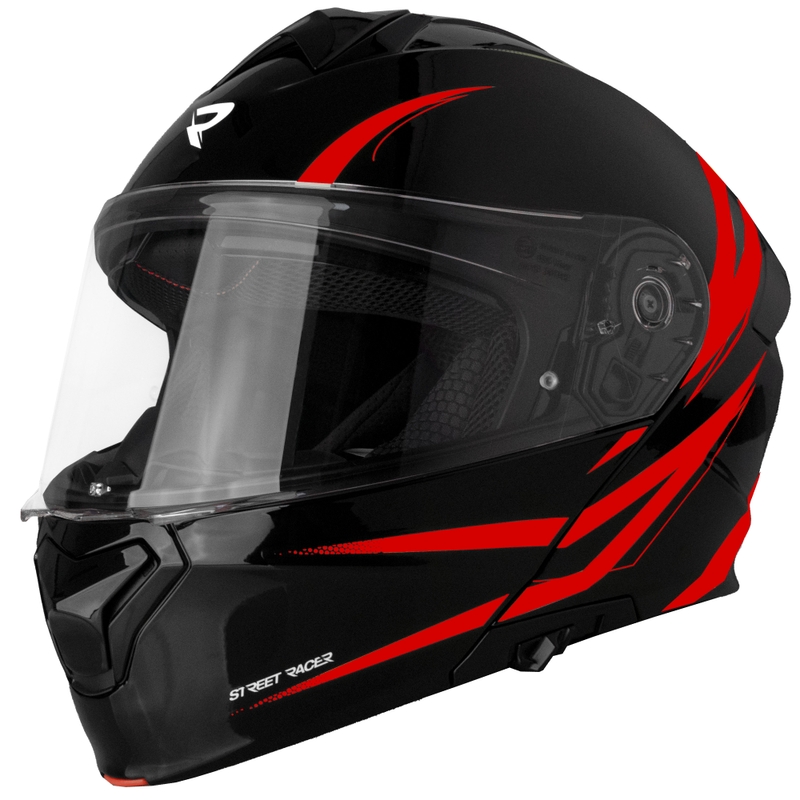 Casque moto modulable Street Racer Fury noir-rouge - II. qualité