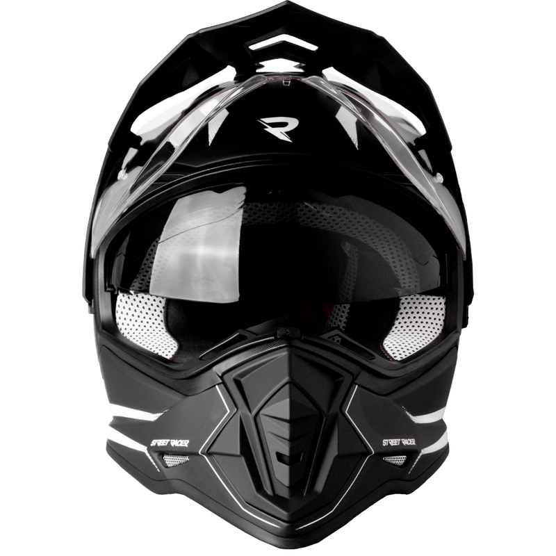 Casque moto Enduro Street Racer Ignite noir mat-blanc - II. qualité