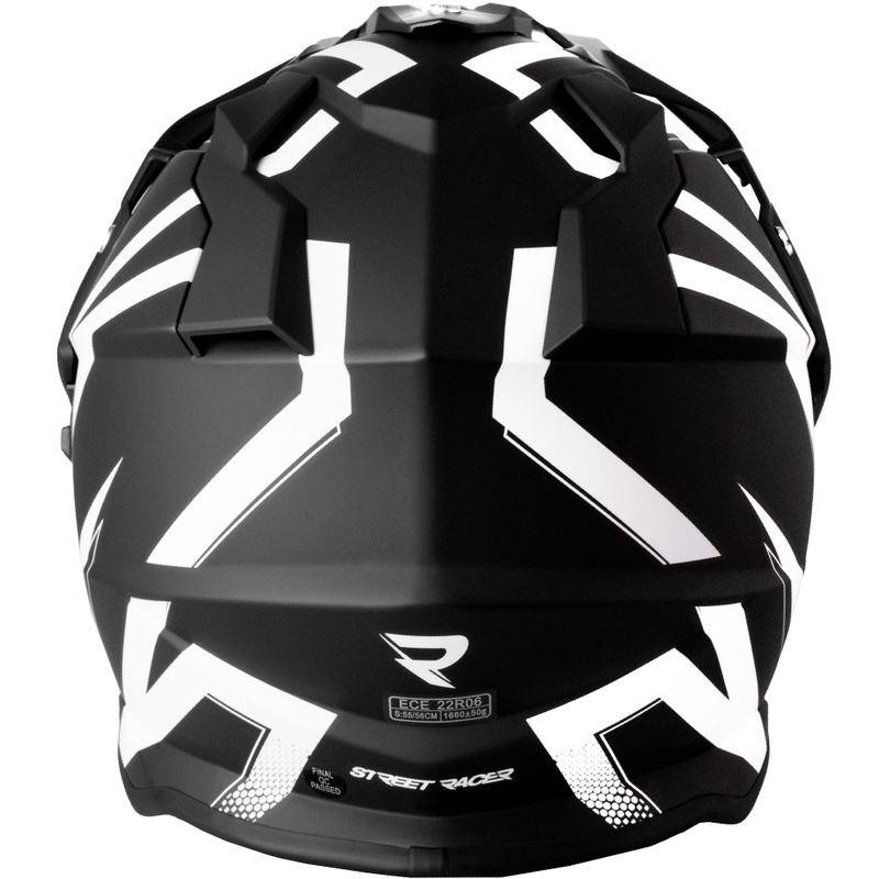 Casque moto Enduro Street Racer Ignite noir mat-blanc - II. qualité