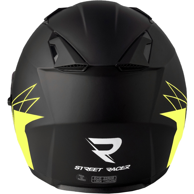Casque moto jet Street Racer Sonic noir mat-jaune fluo - II. qualité