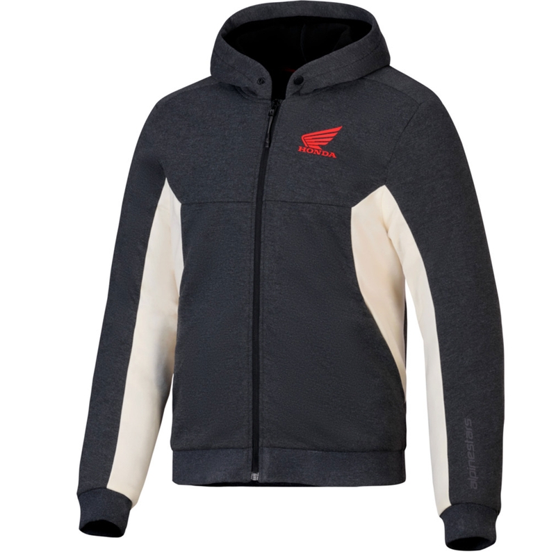 Sweat à capuche sport Alpinestars Chrome V3 Honda Collection Gris foncé-Crème-Rouge