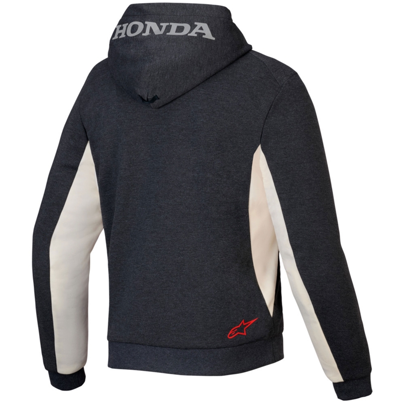 Sweat à capuche sport Alpinestars Chrome V3 Honda Collection Gris foncé-Crème-Rouge