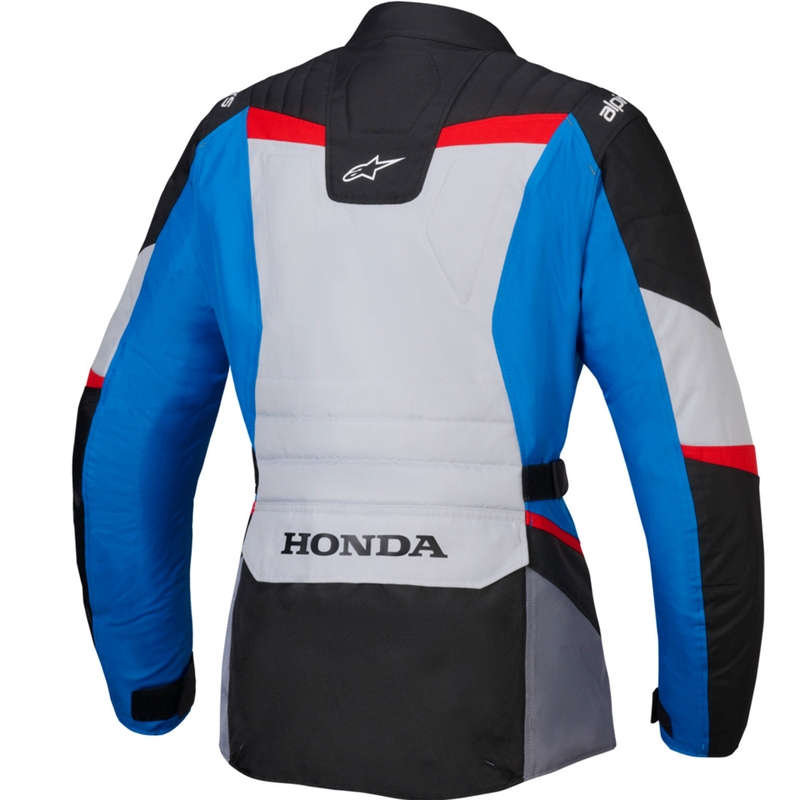 Blouson moto imperméable femme Alpinestars Stella ST-1 collection Honda gris-bleu-noir-rouge