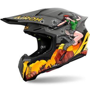 Casque de motocross Airoh Twist 3 Adventure gris-jaune