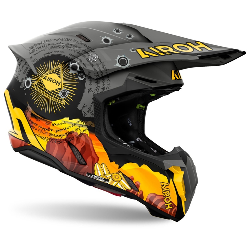 Casque de motocross Airoh Twist 3 Adventure gris-jaune