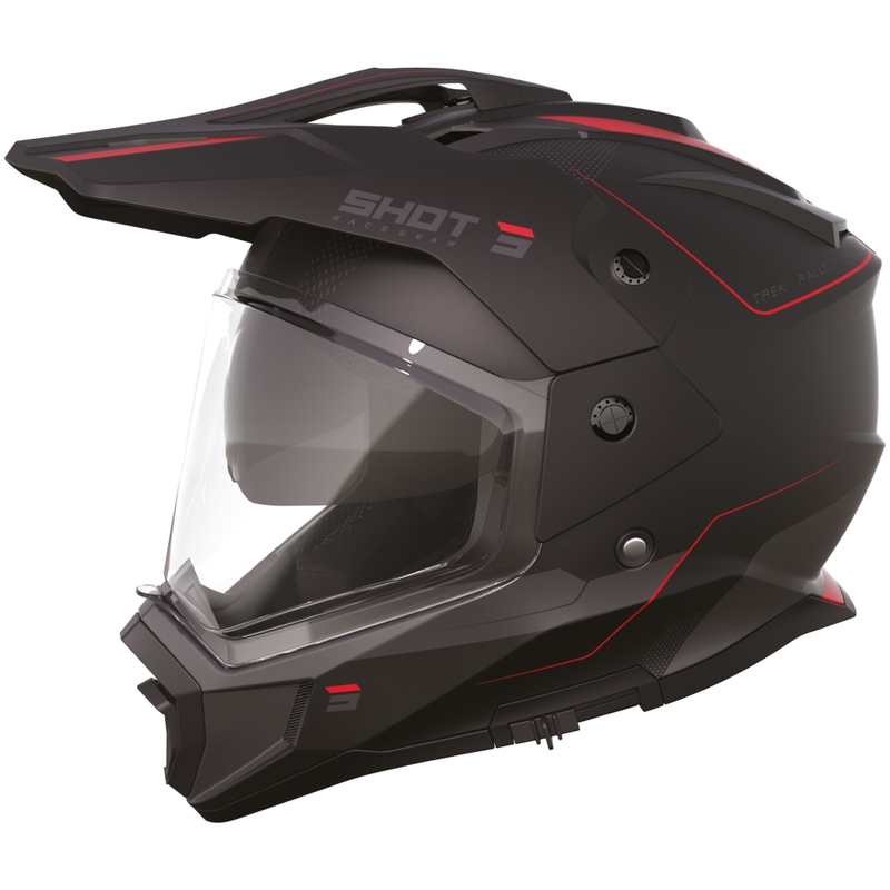 Casque moto enduro Shot Trek Rally noir-rouge mat