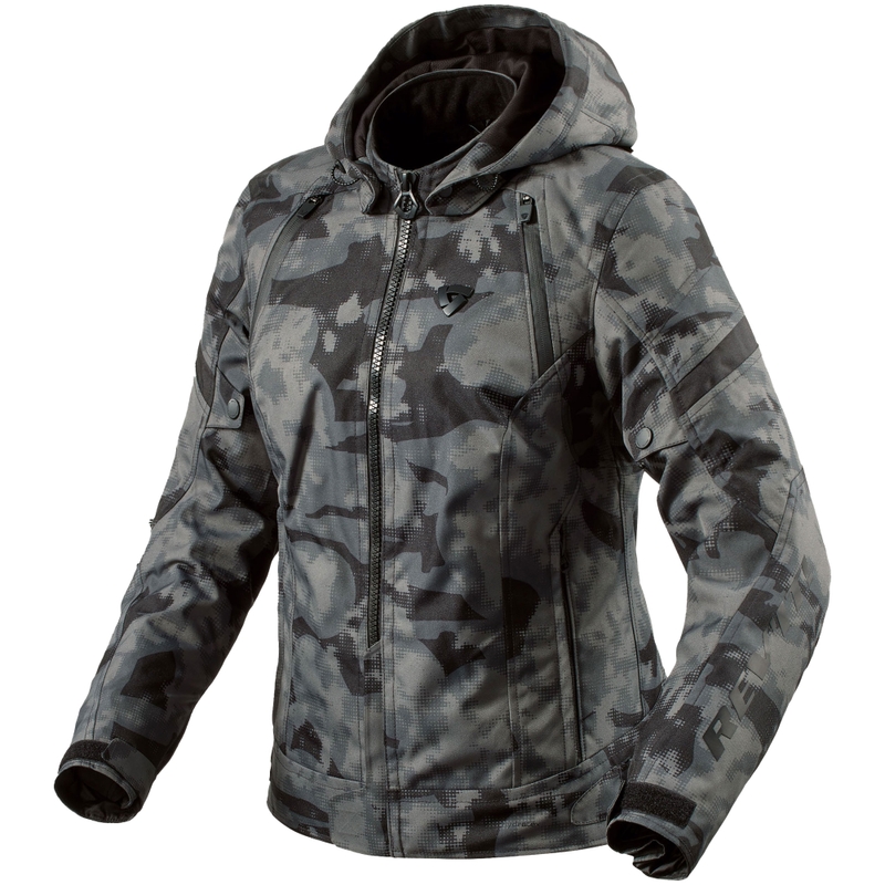 Veste de moto Revit Flare 3 H2O camo gris foncé pour femme