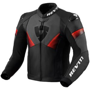 Blouson moto cuir Revit Argon 2 noir-rouge fluo