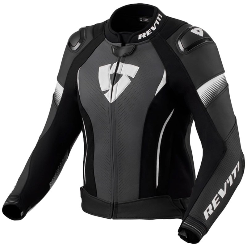 Veste de moto Revit Xena 4 Pro en cuir noir et blanc pour femme