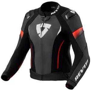 Veste de moto en cuir Revit Xena 4 Pro Black-Fluo Red pour femme