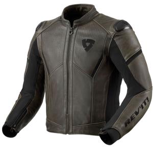 Blouson moto en cuir Revit Parallax olive foncé