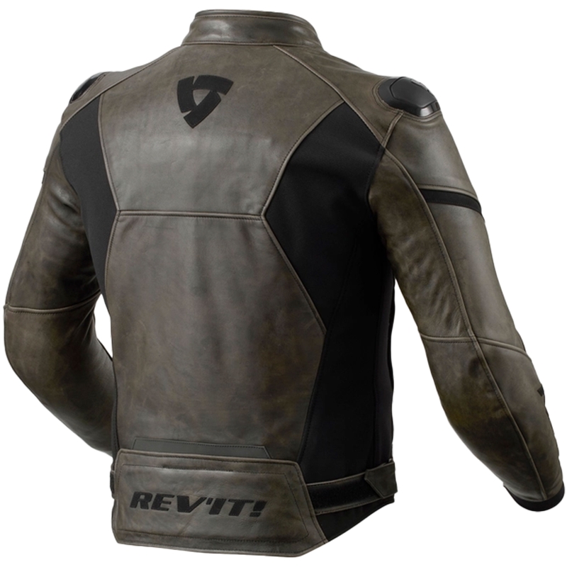 Blouson moto en cuir Revit Parallax olive foncé
