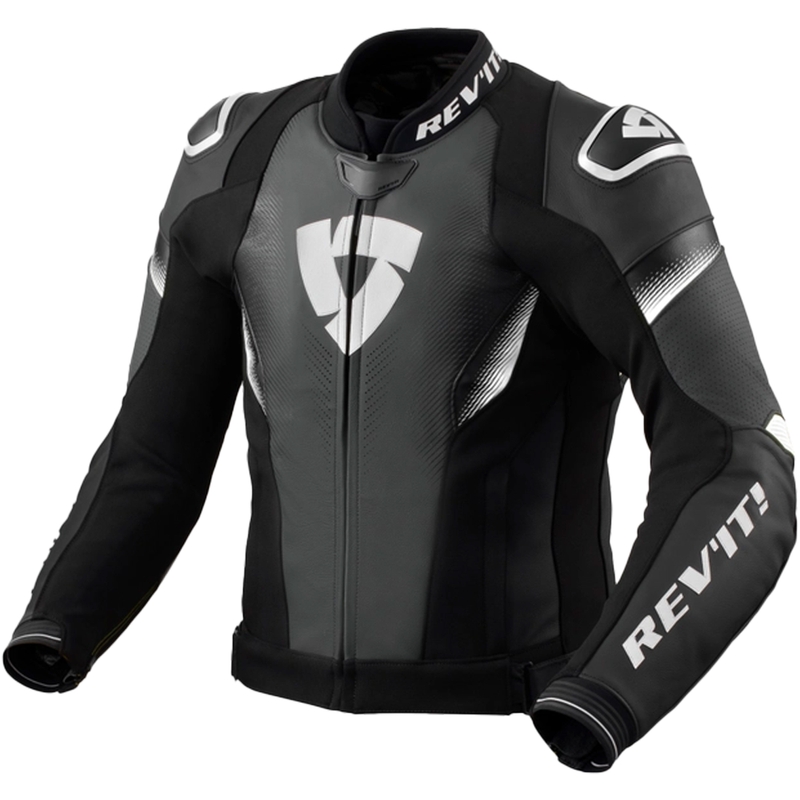 Blouson moto en cuir Revit Control noir-blanc