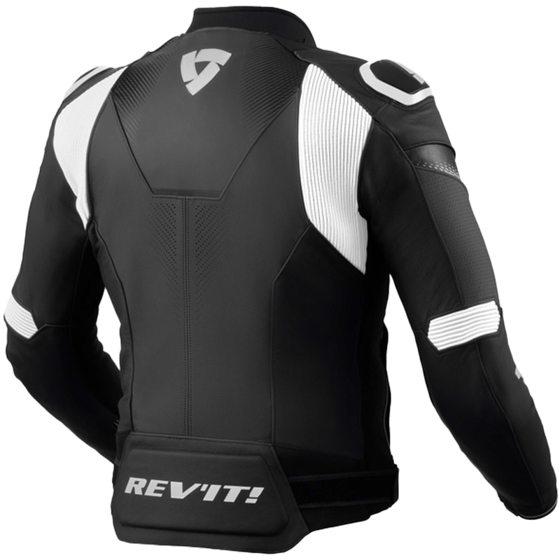 Blouson moto en cuir Revit Control noir-blanc