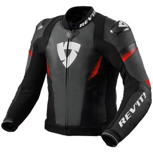 Blouson moto en cuir Revit Control noir-rouge fluo