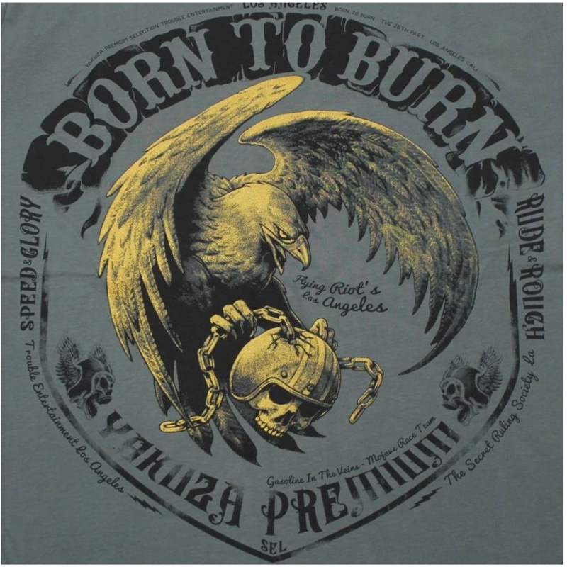 T-shirt Yakuza Premium Born To Burn Flying Riots Los Angeles vert olive