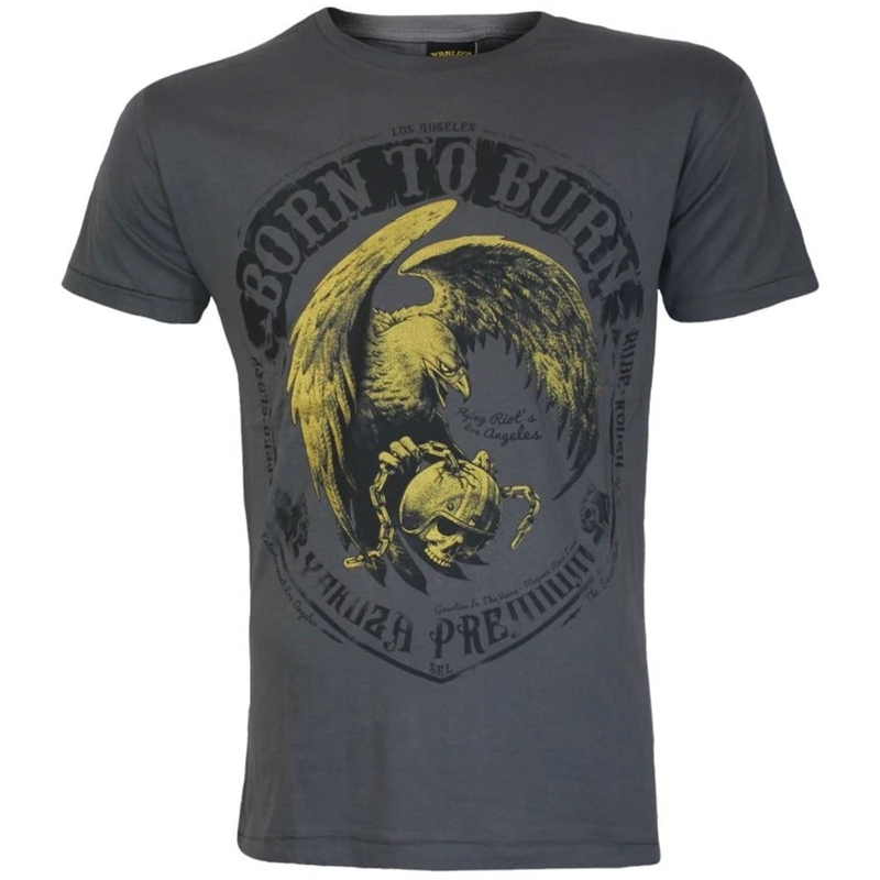 T-shirt Yakuza Premium Born To Burn Flying Riots Los Angeles gris foncé
