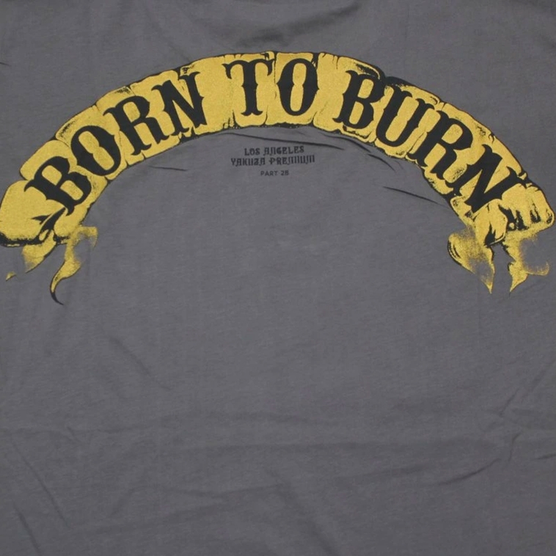 T-shirt Yakuza Premium Born To Burn Flying Riots Los Angeles gris foncé