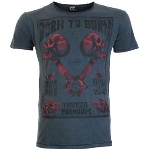 T-shirt Yakuza Premium Rude and Rough Born to Burn - Los Angeles bleu