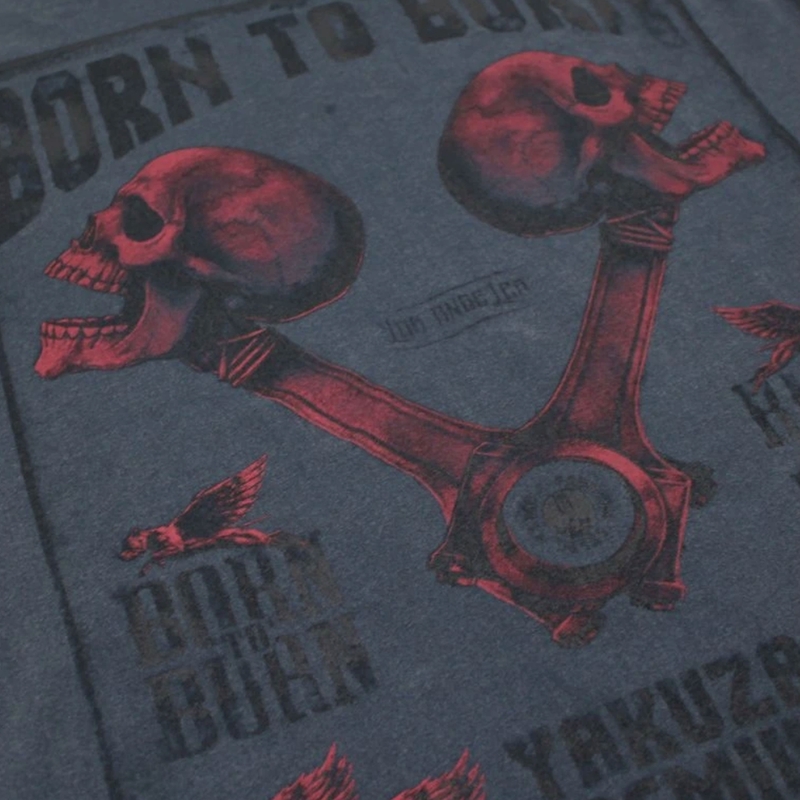 T-shirt Yakuza Premium Rude and Rough Born to Burn - Los Angeles bleu