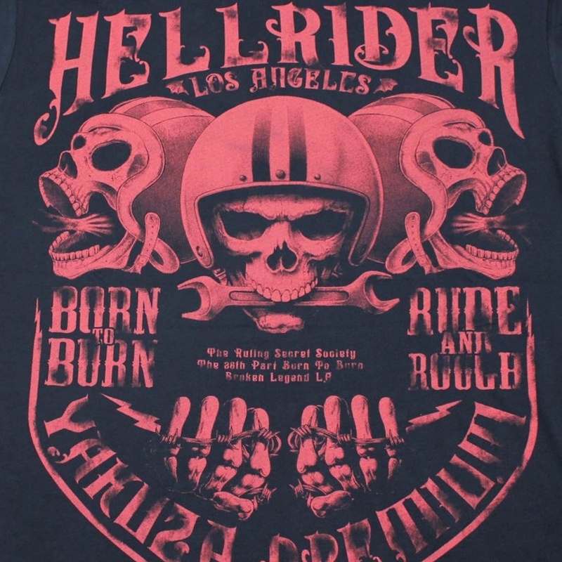 T-shirt Yakuza Premium Hell Rider - Born to Burn bleu foncé