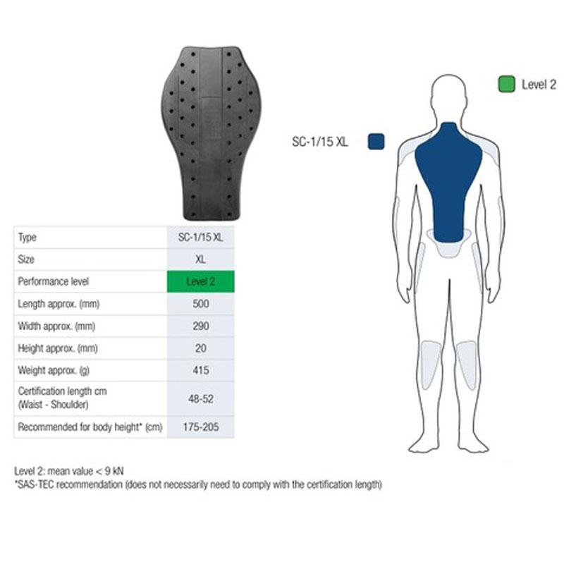 Protection dorsale Sas-Tec Level 2 SC-1/15 noir