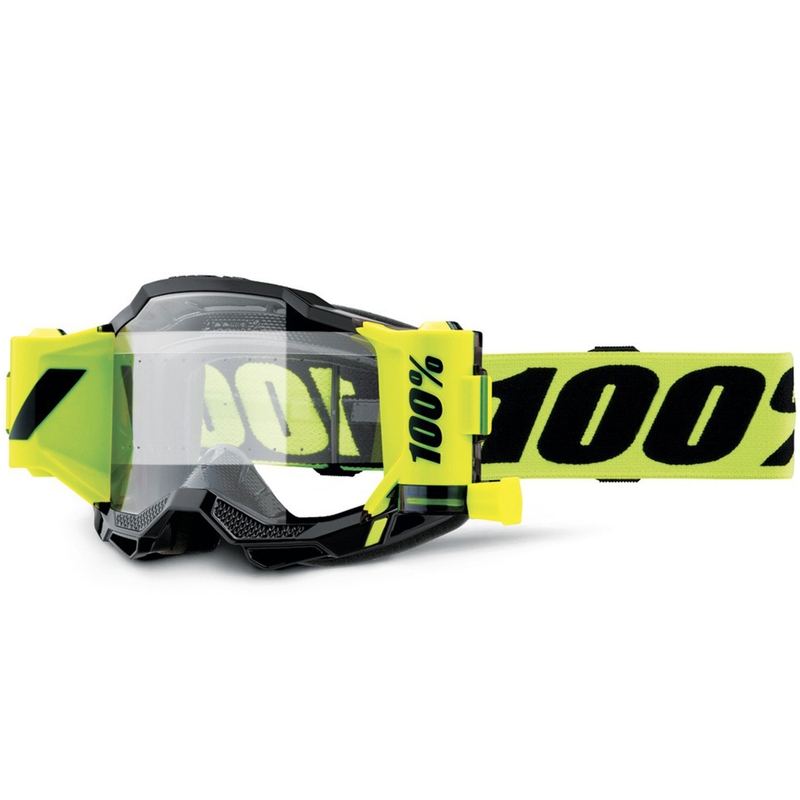 Lunettes de motocross 100% Accuri 2 Forecast jaune fluo avec plexiglas transparent