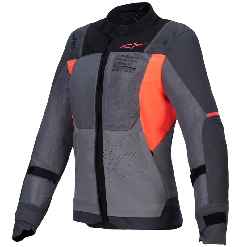 Blouson moto femme Alpinestars Stella ST-2 Air gris-gris foncé-corail fluo