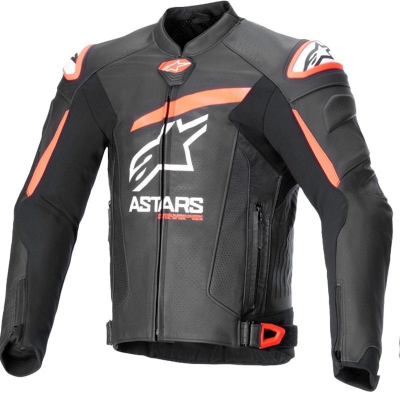 Alpinestars GP plus R 4 Airflow Veste de moto en cuir noir-rouge-fluo-blanc