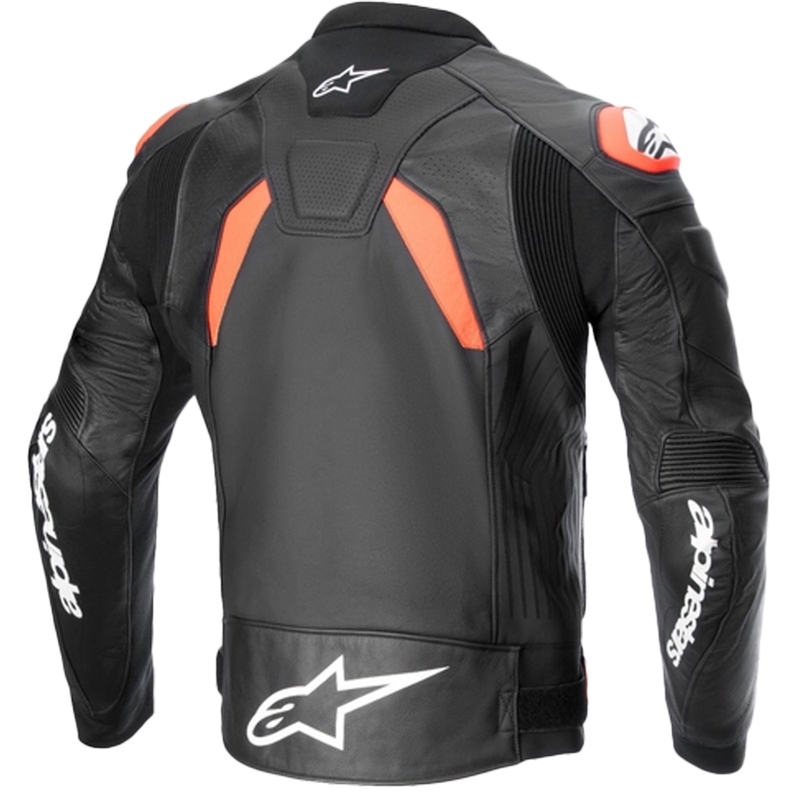Alpinestars GP plus R 4 Airflow Veste de moto en cuir noir-rouge-fluo-blanc